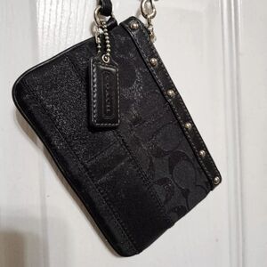 Authentic Coach Black Signature Jacquard Shimmer Metallic Bag